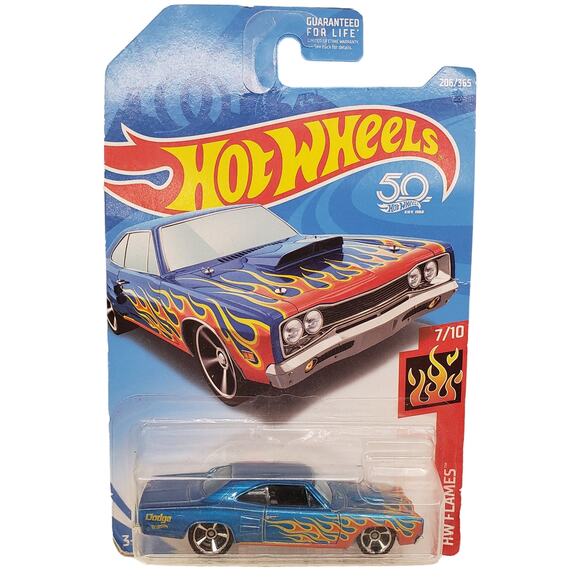Hot Wheels 69 Dodge Coronet Superbee Numbered Die Cast Car with Flames - Picture 1 of 9